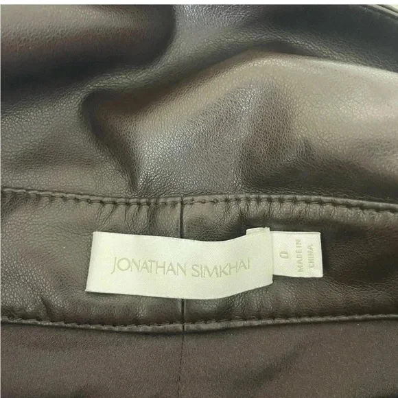 Jonathan Simkhai Tessa faux leather pants in dark mocha brown - Picture 8 of 13